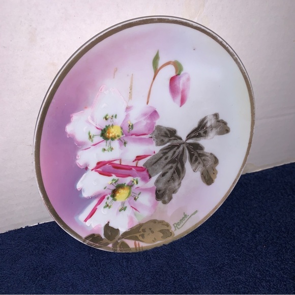 Rosa Canina (Dog Rose) Imperial Austria Floral 6” Plate by Renee' Hand Painted - Picture 2 of 7